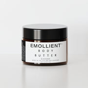 bra free jar of handmade body butter displayed on gray background