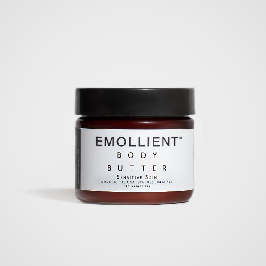 Small jar of sensitive skin body butter for gentle, eczema-friendly hydration