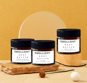 Enjoy a special collection of Emollient Butters for the Beauty Enthusiasts.  Set contains: 1 Almond and Vanilla 100g, 1 Lavender 100g, and 1 Sensitive Skin Butters 100g.  A $60 Value.  Nourish your skin with Antioxidants, Vitamins A,C & E. Omega 3 & 6.  A little goes a long way, product will last for a least one month  Locks moisture in for 72 Hours  Natural UV Protection   Body and Hair  Clean, Cruelty Free, Gluten Free, Toxin Free, Environmentally Friendly